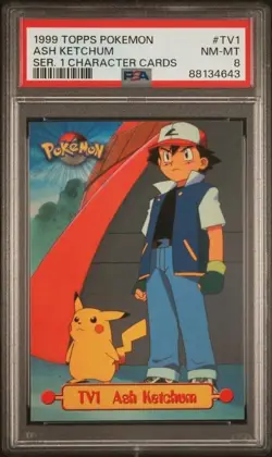 1999 Topps Pokemon Ash Ketchum #TV1 PSA8 - Image 1