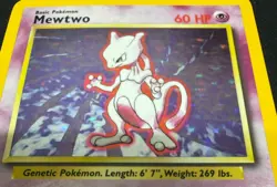 POKEMON TCG MEWTWO 10/102 BASE SET RARE HOLO LIGHT REAR DAMAGE NO PLAY - Image 3