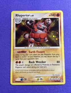 Holo Swirl Rhyperior 12/130 Diamond and Pearl Pokemon TCG LP - Image 1