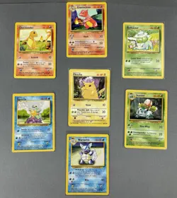 Pokemon Starters - Pikachu, Charmander , Squirtle and Bulbasaur Base Set 1999 LP - Image 1