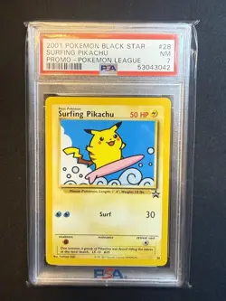 Pokemon Black Star Surfing Pikachu Promo Pokemon League Promo PSA 7 - Image 1