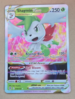 2022 Pokemon Brilliant Stars #14 Shaymin VSTAR NMTo Mint Condition Full Art Holo - Image 1