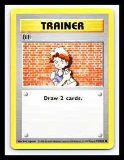 💥 Trainer Bill | Pokemon TCG 1999 | (Shadowless Set) Non Holo Vintage # 91/102 - Image 1