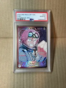 One Piece CCG Koby Op11-001 Leader Alt Art PSA 10 - Image 1