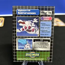 Garurumon 18 Prism Foil Holo RARE CARD Gabumon Digimon 1999 Upper Deck TCG - Image 2