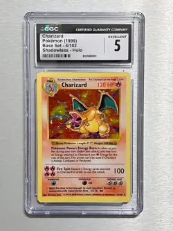 CGC 5 Shadowless Charizard Base Set Holo 4/102 Pokemon Card 1999 - Image 1