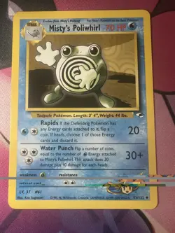 Pokemon TCG Misty's Poliwhirl Gym Heroes Card 53/132 Unlimited Uncommon LP - Image 1