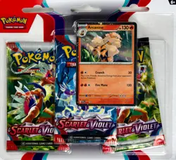 Pokemon TCG Scarlet & Violet 3 Booster Packs + Arcanine Foil Promo Card - Image 1