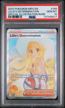 2025 Pokemon Mega Evolution Base #184 SIR Lillie's Determination PSA 10 Gem Mint - Image 1