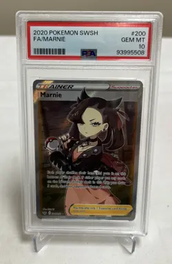2020 POKEMON SWORD & SHIELD FULL ART MARNIE 200/202 PSA 10 GEM MINT - Image 1