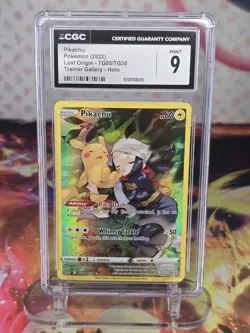 2022 POKEMON SWORD & SHIELD LOST ORIGIN #TG05/TG30 FULL ART/PIKACHU CGC 9 - Image 1
