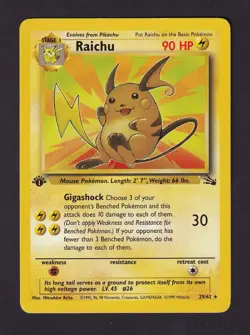 Pokemon TCG - 1st edition Fossil Raichu 29/62 - Vintage Non Holo - Image 1