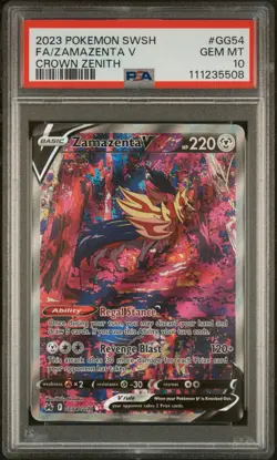 2023 POKEMON SWORD & SHIELD CROWN ZENITH #GG54 FULL ART/ZAMAZENTA V PSA 10 - Image 1
