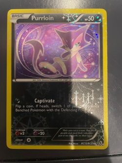 RARE Pokemon Purrloin RC13/RC25 Legendary Treasures: Radiant Collection Holo - Image 1