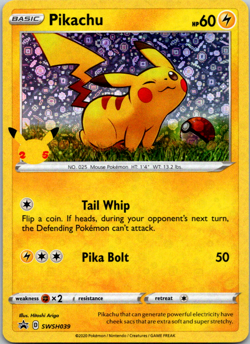 Pokemon TCG Sword & Shield Promo Pikachu SWSH039 Promo Rare General Mills NM - Image 1