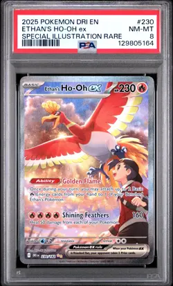 2025 POKEMON DRI EN-DESTINED RIVALS #230 ETHAN'S HO-OH ex SIR PSA 8 - Image 1