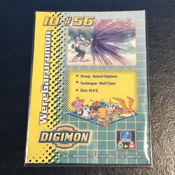 Weregarurumon Digimon Card Bandai 1999 toy exclusive #56 TCG NIP VTG Holographic - Image 2