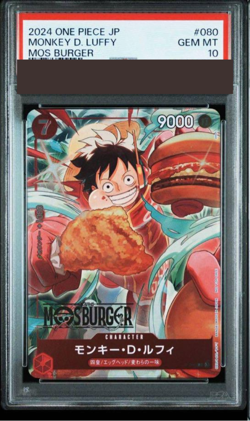 PSA 10 Monkey D Luffy P-080 Promo Mos Burger ONE PIECE Card 2024 Japanese Japan - Image 1