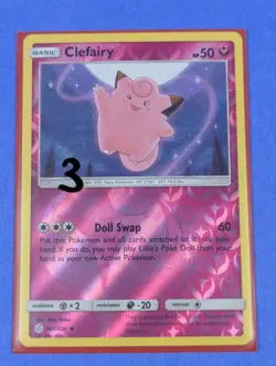 Clefairy - 144/236 - Uncommon Reverse Holo Cosmic Eclipse - Pokemon Card - NM - Image 3
