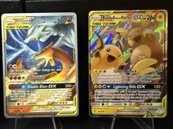 Lot of 4 TAG TEAM Pokemon Cards Blastoise Charizard Raichu Rowlet - Image 5