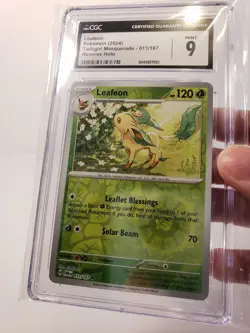 Graded Pokemon Card ENG Twilight Masquerade Leafeon 011/167 Reverse Holo CGC 9 - Image 1