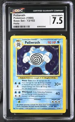 CGC 7.5 Poliwrath 13/102 Holo Base Set Pokemon Card - Image 1