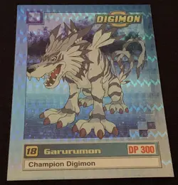 Digimon Animated Series 1999 Trading Card Bandai Holo Prism Garurumon 20/34 - Image 3