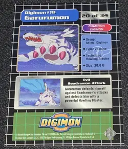 Digimon Animated Series 1999 Trading Card Bandai Holo Prism Garurumon 20/34 - Image 4