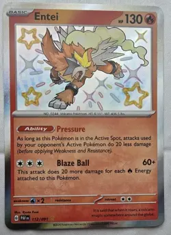 💥 Entei - # 112/091 Pokemon TCG SV: Paldean Fates Baby Shiny Rare Holo 2024 - Image 1