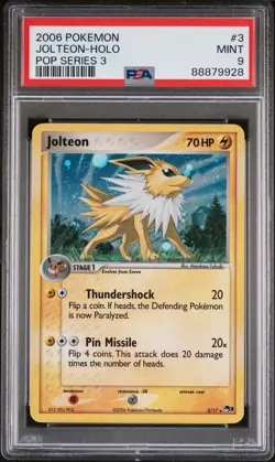 2006 Pokemon Jolteon 3/17 Pop Series 3 PSA 9 MINT Holo - Image 1