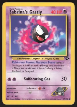 Sabrina's Gastly 97/132 Common Pokemon TCG Gym Challenge VLP - Image 1