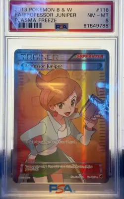 2013 Pokemon B & W FA Professor Juniper Plasma Freeze Holo 116/116 PSA 8 - Image 1