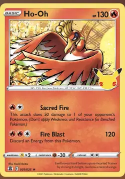 Pokemon TCG Ho-Oh 1/25 - Celebrations Holofoil (NM) Rare Holo - Image 1