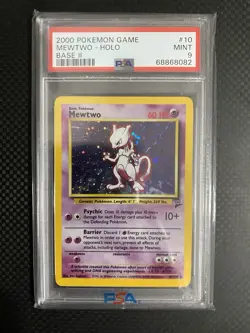 Pokemon Mewtwo Base Set 2 Holo Rare #10 PSA 9 Mint - Image 1