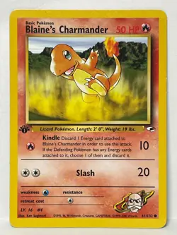 Pokemon Blaine's Charmander Gym Heroes 61/132 Common 1st Edition - LP - Image 1