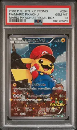 2016 POKEMON JPN XY PROMO #294 FULL ART/MARIO PIKACHU PSA 10 - Image 1