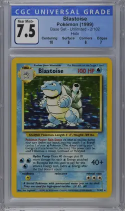 1999 POKEMON BLASTOISE HOLO BASE SET UNLIMITED 2 2/102 CGC 7.5 ENGLISH - Image 1
