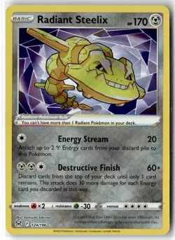 Radiant Steelix ⭐ 124/196 Holo Radiant Rare Lost Origin 2022 Pokemon NM - Image 1