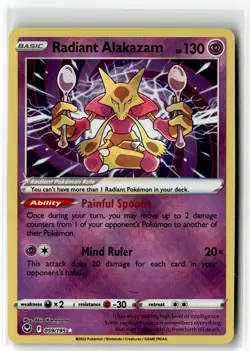 Radiant Alakazam ⭐ 059/195 Holo Radiant Rare Silver Tempest 2022 Pokemon NM - Image 1