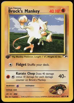 Brock's Mankey [1st Edition] #68 Gym Heroes Pokemon Card - Image 1