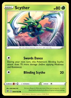 Scyther 4/192 Pokemon Card Rebel Clash Common 80 HP Near Mint W15 - Image 1