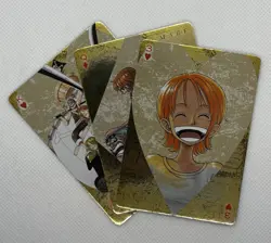 One Piece TCG Golden Playing Cards 3x Card Bundle - Nami/Nico Robin/Straw Hat - Image 1