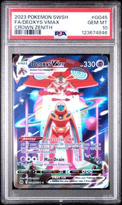 PSA 10 Deoxys VMAX GG45/GG70 Sword & Shield Crown Zenith Rare Pokemon Card - Image 1