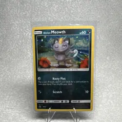 Pokemon Alolan Meowth SM51 SM Holo Swirl Cosmo 🌀 TCG Card English 2017 - Image 1