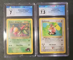 Pokemon Tcg 2 Slab Lot Shadowless Farfetch'd And 1st Ed Erika's Bellsprout 7/7.5 - Image 1
