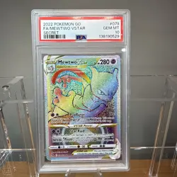 Pokemon TCG Mewtwo VSTAR #79 Rainbow Rare Pokemon Go PSA 10 - Image 1