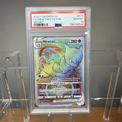 Pokemon TCG Mewtwo VSTAR #79 Rainbow Rare Pokemon Go PSA 10 - Image 2