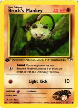 Pokemon TCG Brock's Mankey Gym Heroes 67/132 Regular 1st Edition Common VLP - Image 1