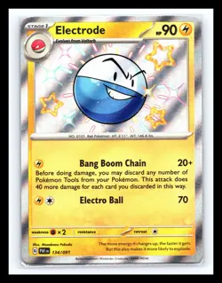 💥 Electrode - # 134/091 Pokemon TCG SV: Paldean Fates Baby Shiny Rare Holo 2024 - Image 1