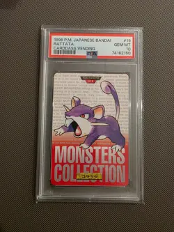 1996 Pokemon Japanese Bandai Carddass Vending #19 Rattata Red PSA 10 RARE - Image 1